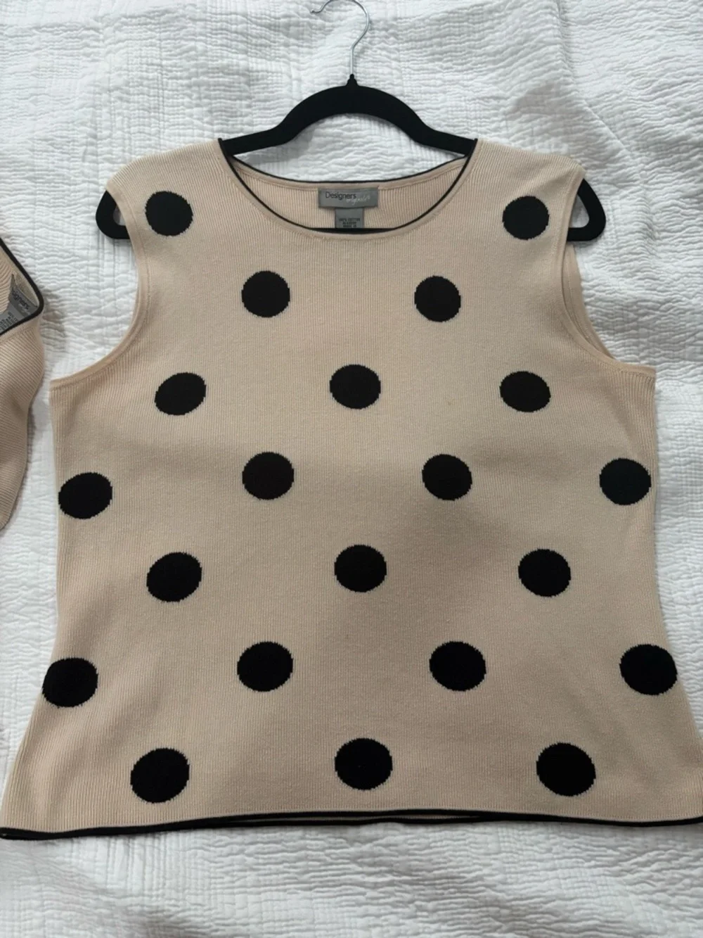 Designers Originals Cream and Black Polka Dot Cardigan & Shell Set Medium